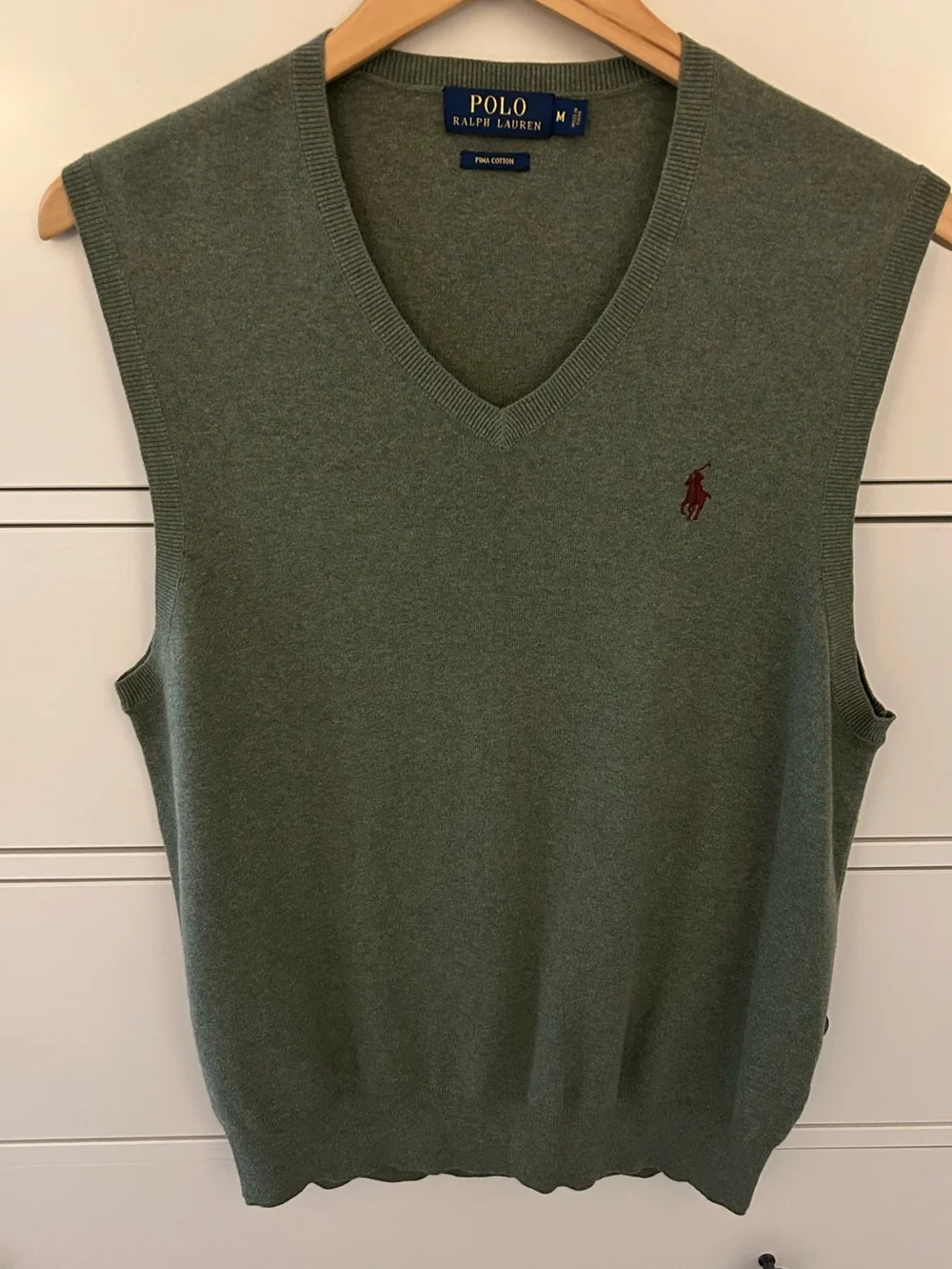 Polo by Ralph Lauren Olive V-Neck Wool Sweater Vest Size M